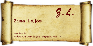Zima Lajos névjegykártya